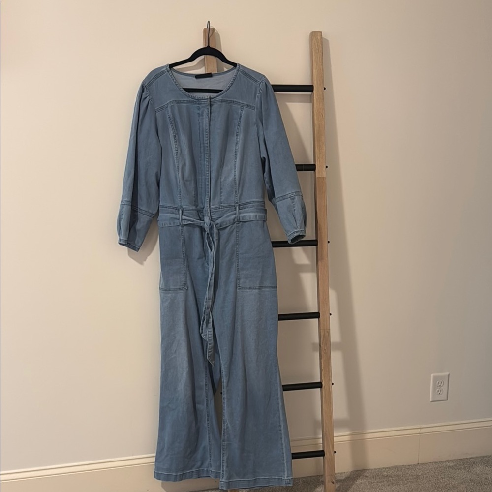 Casual Light Blue Denim Jumpsuit